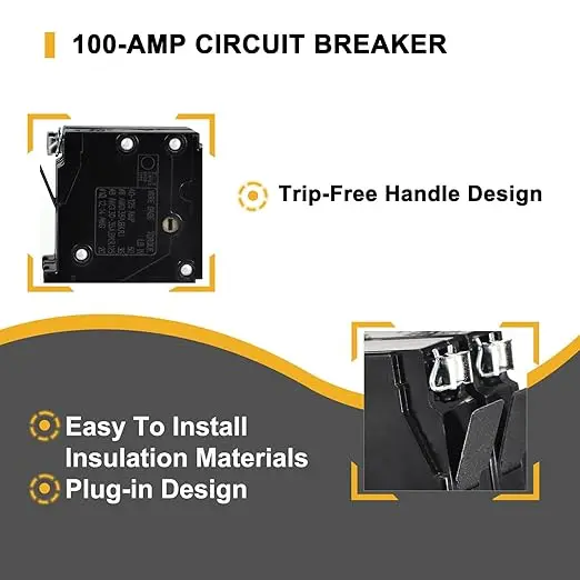 Upgrade 2100 2-Pole 100-Amp Circuit Breaker 3/4-Inch Plug-On Molded Case Circuit Breaker Thermal Magnetic Protection 120/240V