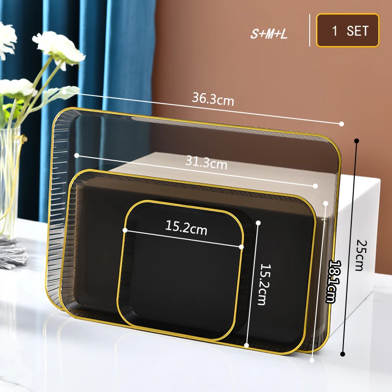 Multifunctional Luxury decorative food trays plastic plate for fruits party serve tray