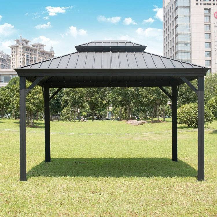 custom chinese pavilion outdoor aluminium motorized waterproof pergola retractable canopy metal dome gazebo