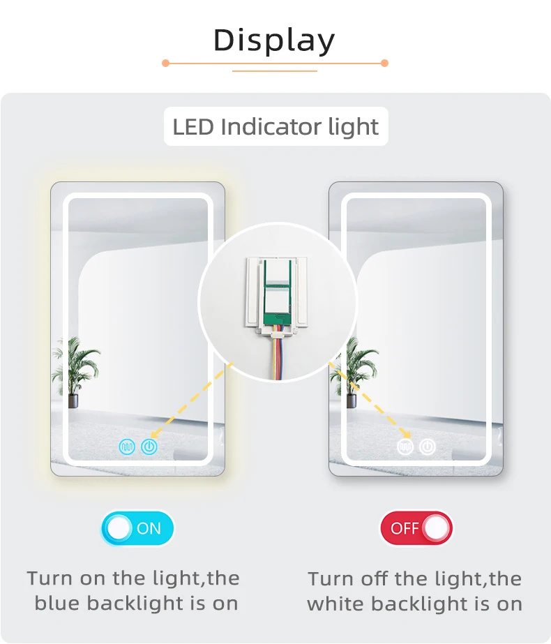 FICLUX High quality DC24V Defogging led flowing light strip Dimmer 5A 60W double key Smart Mirror Touch Switch