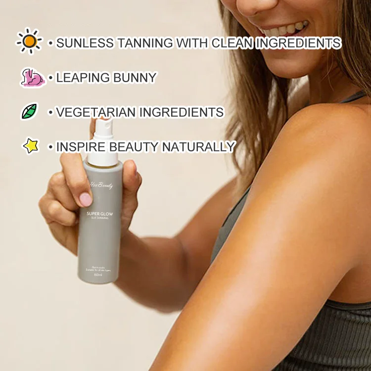 Private Label Organic Shimmering Glow Dry Oil Bronze Glitter Shine Tanning Body Serum Tanning Shimmer Oil Spray