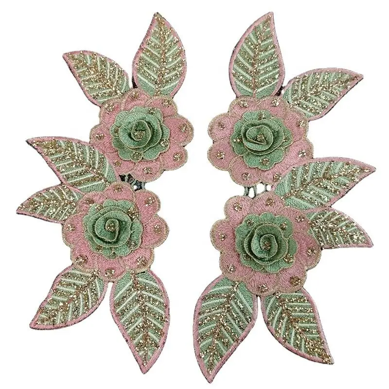 New 3D sequin stitching water-soluble embroidery lace dress trim applique rhinestone bodice applique