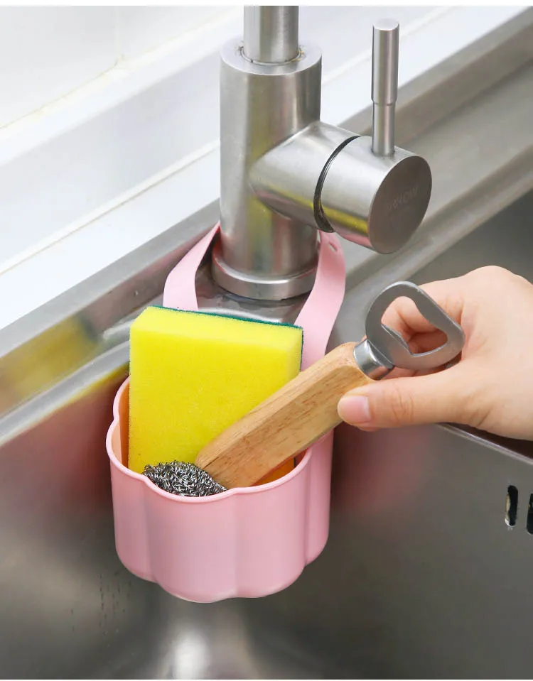 
Bathroom Storage Hanging Bag Kitchenware Rag Rack New Kitchen Sink Drain Rack Sponge 