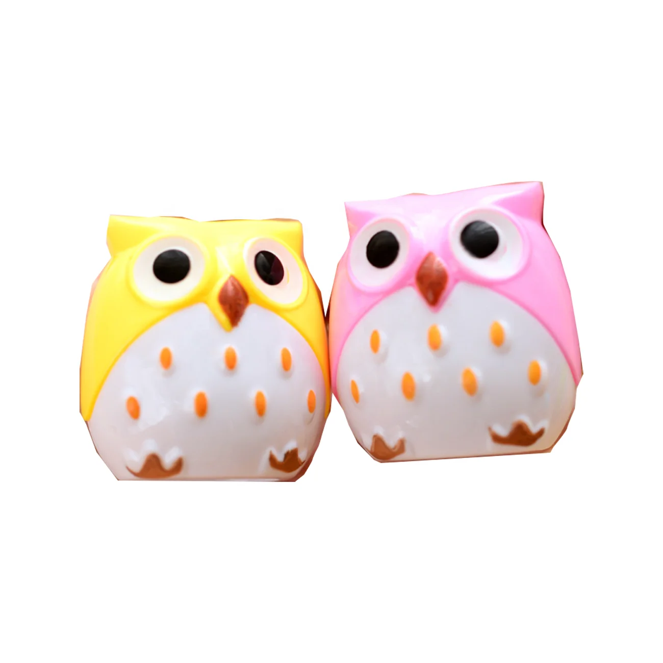 Mini  Stationery Colorful Plastic School Owl Shape Pencil Sharpener Pink Yellow Green Blue