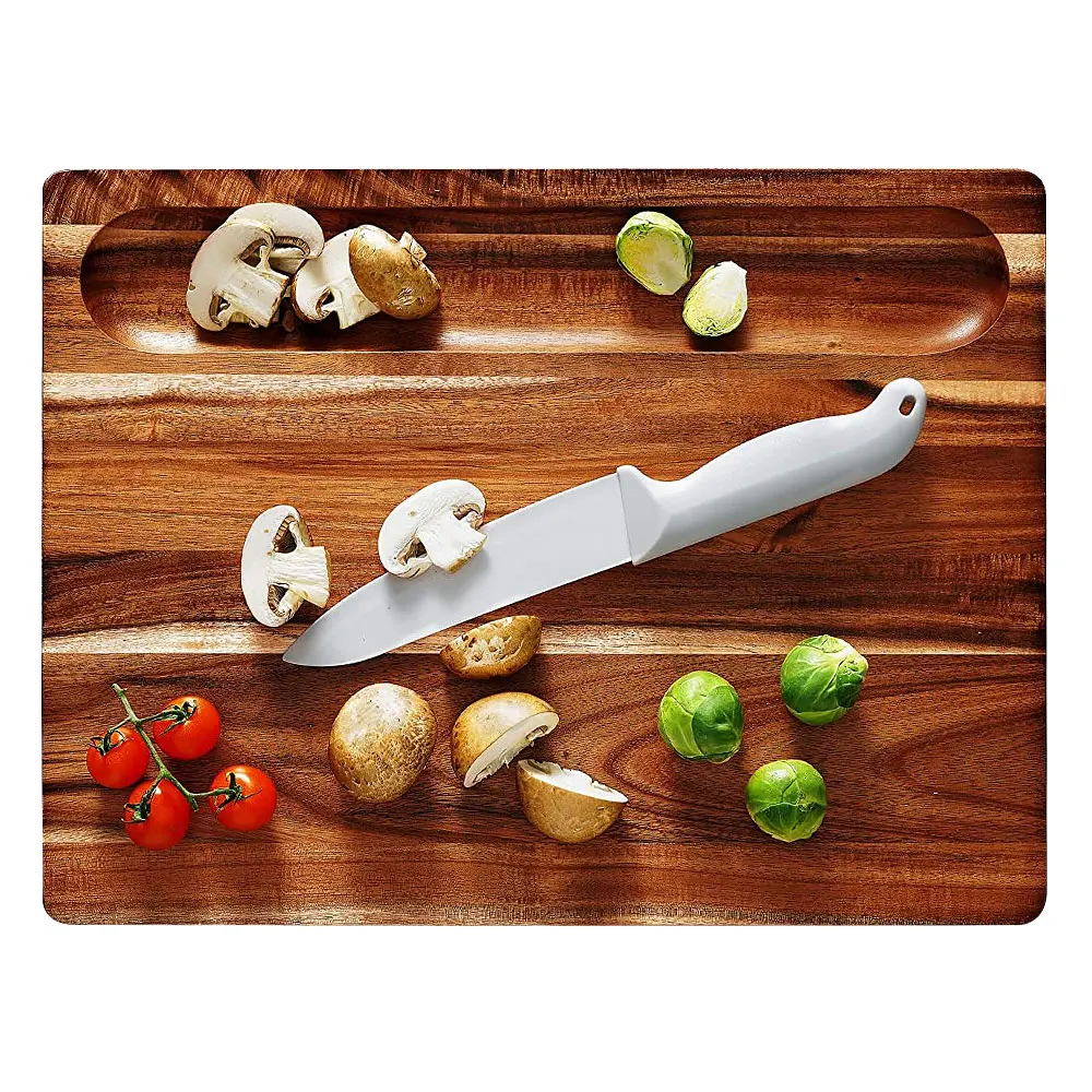 TAOTAOJU kitchenware custom multi-functional chopping board with food trough cheese board thickened acacia wood cutting board