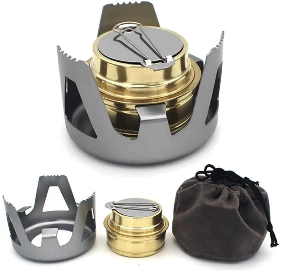 Rufeng 2021 new hot mini aluminium alloy folding windproof Adjustable outdoor  Alcohol Stove camping Burner