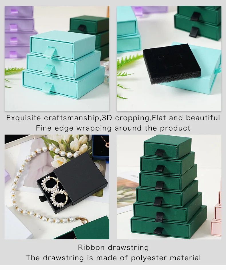 SSeeSY Small Custom Earring Bracelet Necklace Ring cases Gift Paper cardboard Drawer Jewelry Packaging Box With Logo