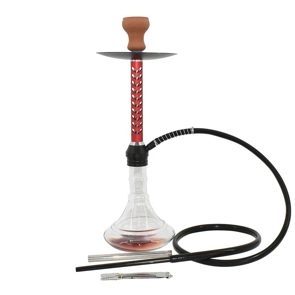 Wholesale cheap aluminum hookah shisha hollow out stem glass hookah chicha taller nargile shisha with silicon hose