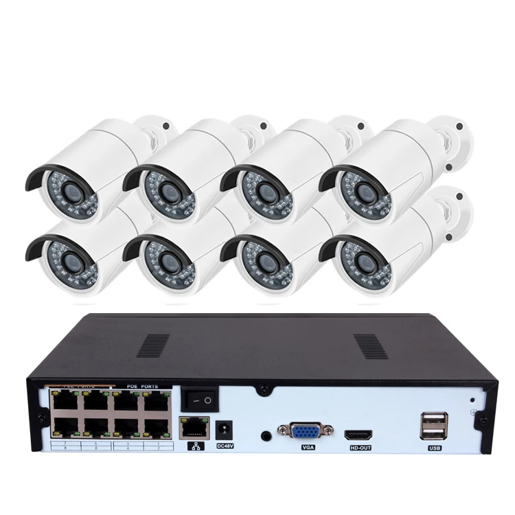  H.265 8CH NVR 5MP Bullet Home Security POE IP Camera CCTV