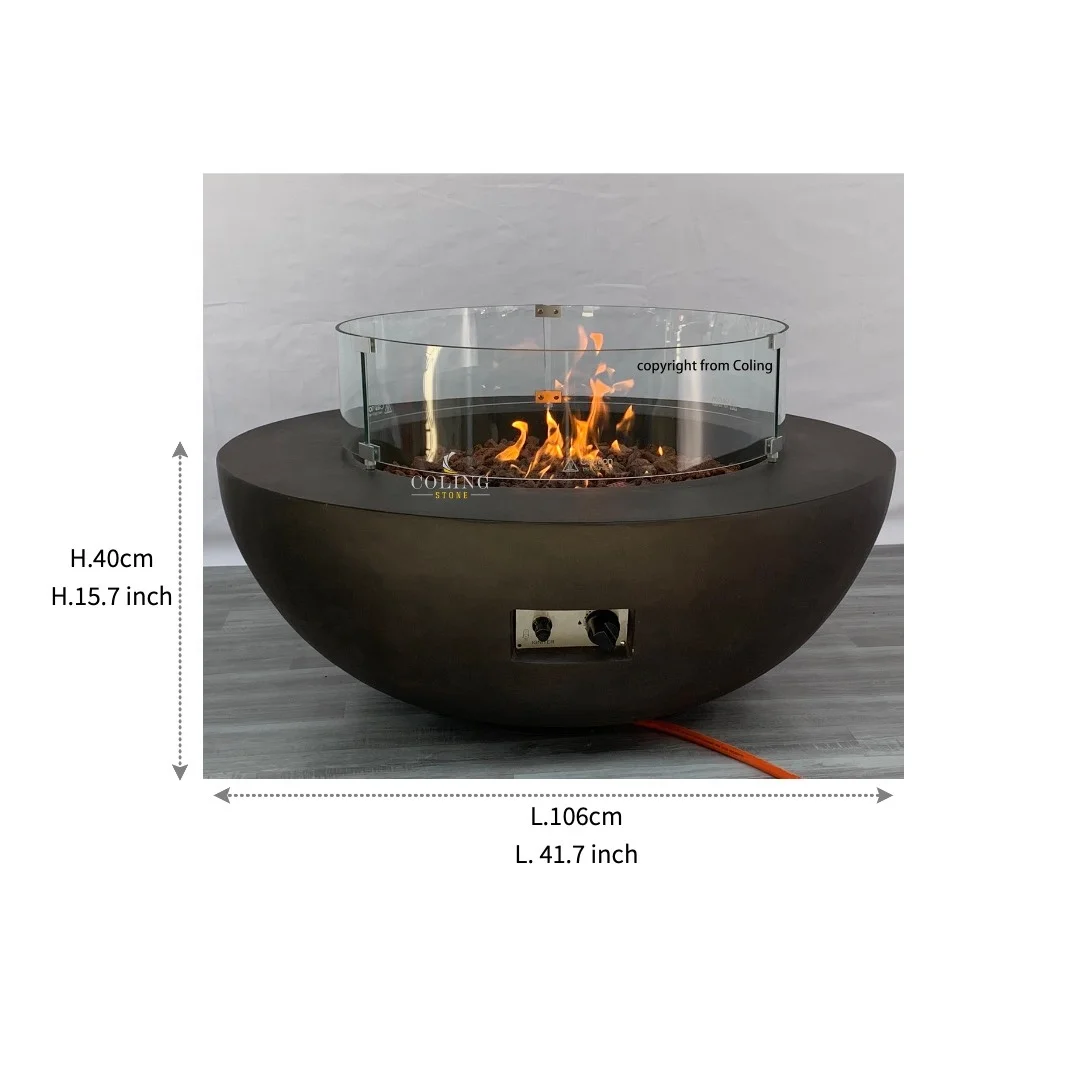 COLG001Outdoor Furniture Fire Table Concrete Outdoor Round Propane Gas Fire Pit for Garden Patio