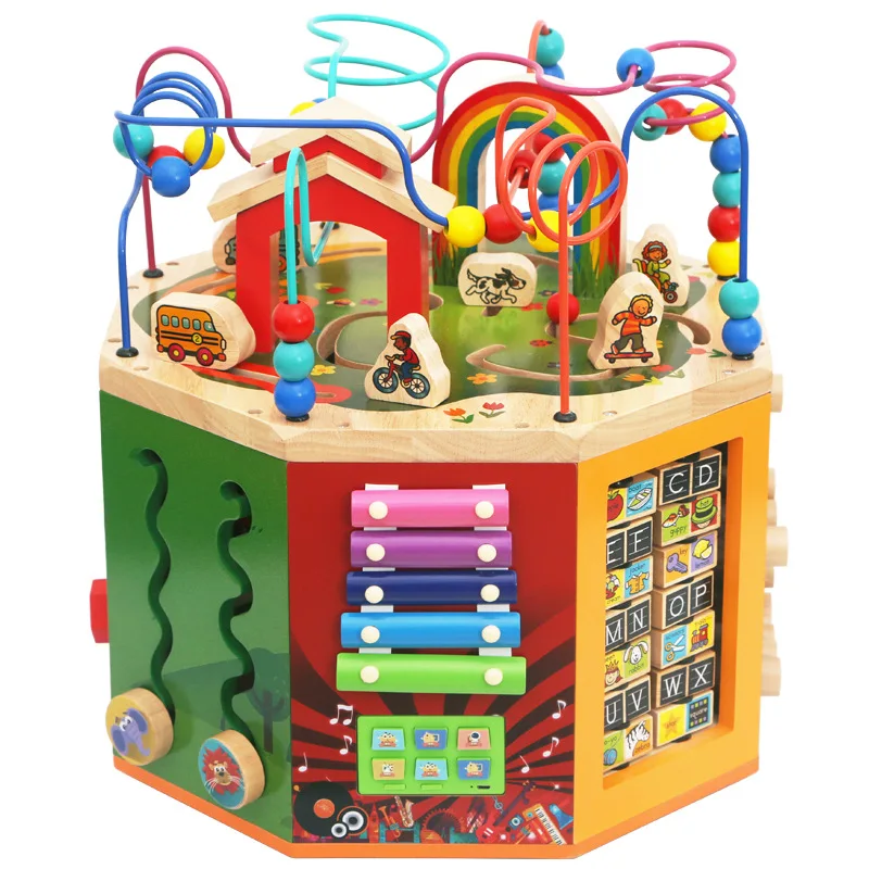 2024 New Style Create Your Own Design Wooden Large Beaded Game Xylophone Montessori Kids Sensory Training Interesting Busy Board