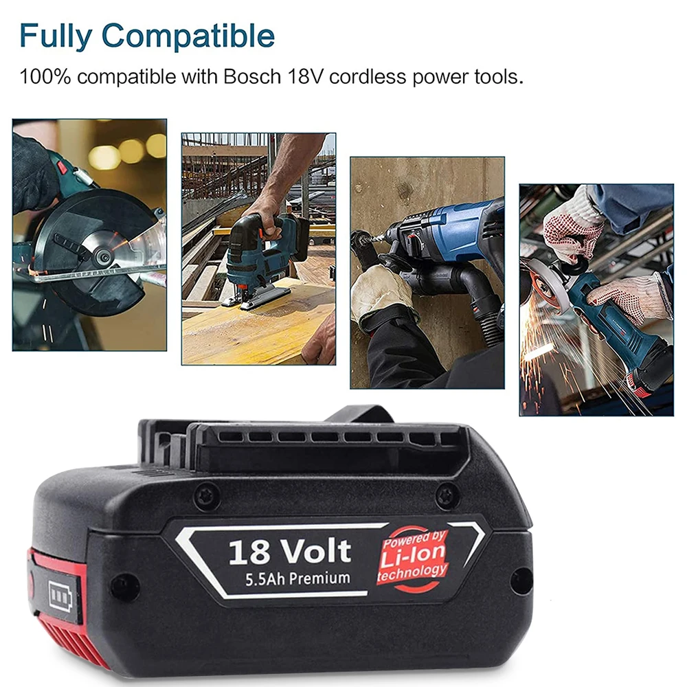 Аккумуляторная аккумуляторная батарея 18 В 5 5/6 5/8Ah литий-ионная для Bosch BAT610G BAT619 BAT620 беспроводные электроинструменты