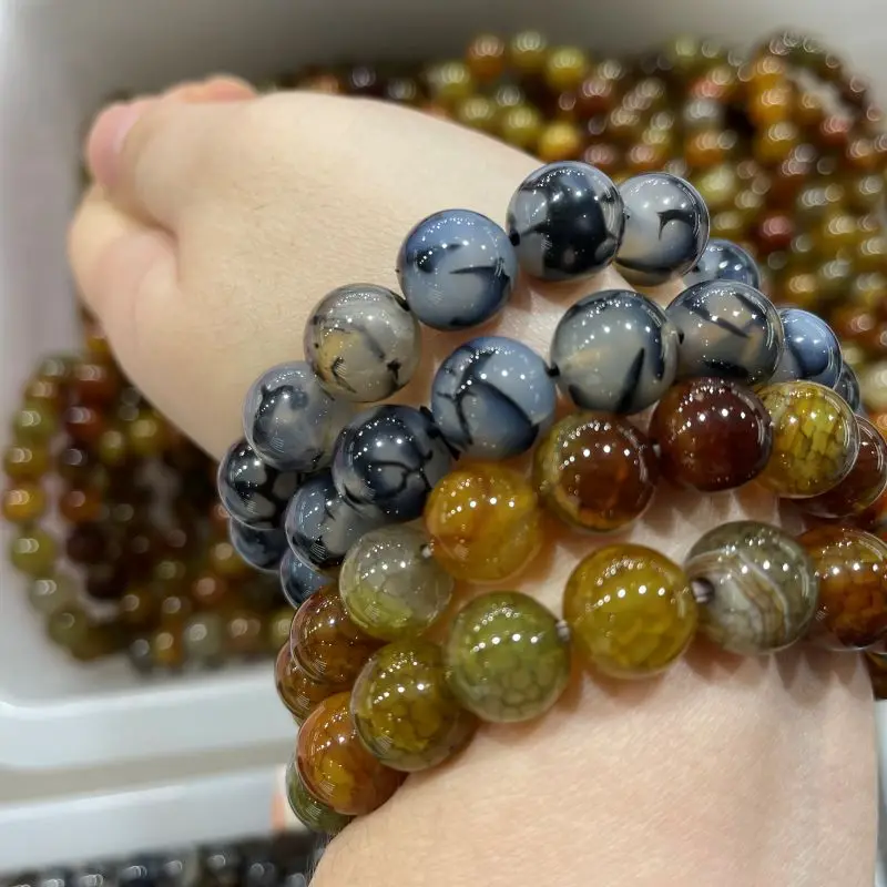 Wholesale factory-price and High quality Hot-selling Natural stone of  Healing Dragon agate bracelets for gifts