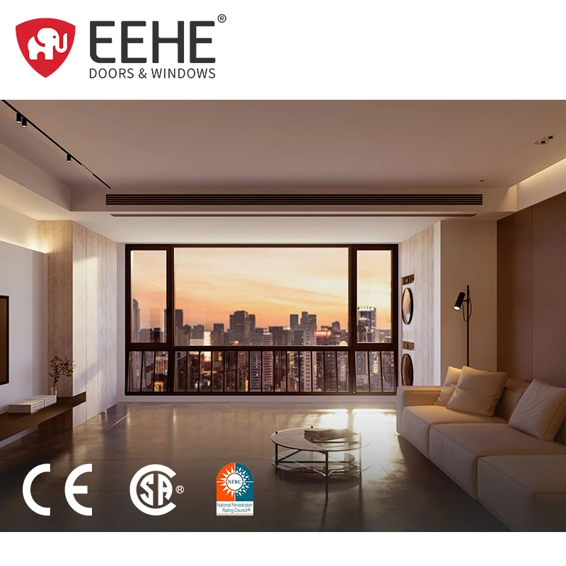 EEHE Casement Windows NFRC Certified Soundproof Aluminum Frame Triple Glazed Low-E Glass Tilt And Turn Windows