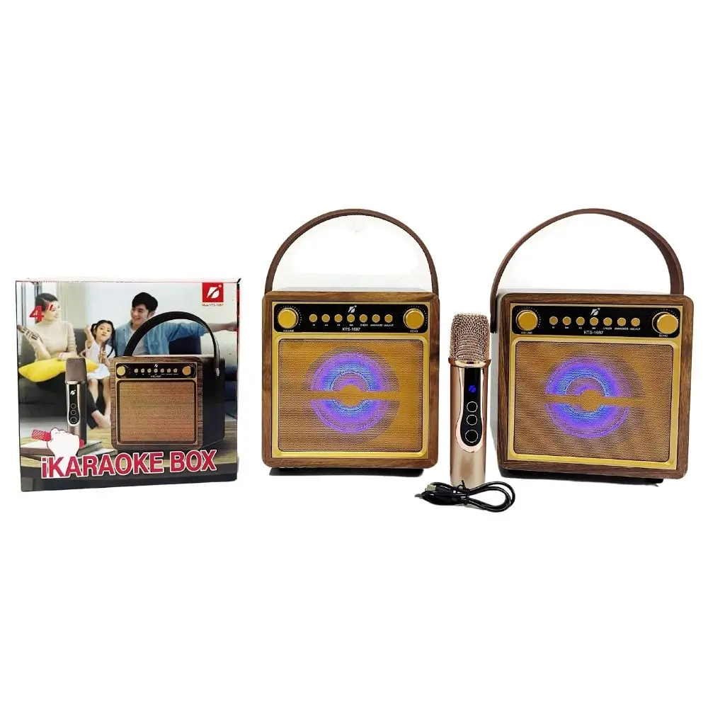 10W Retro Radio With Microphone Kts Subwoofer Sound System Party Box Mini Karaoke Speaker Audio Stereo Speakers