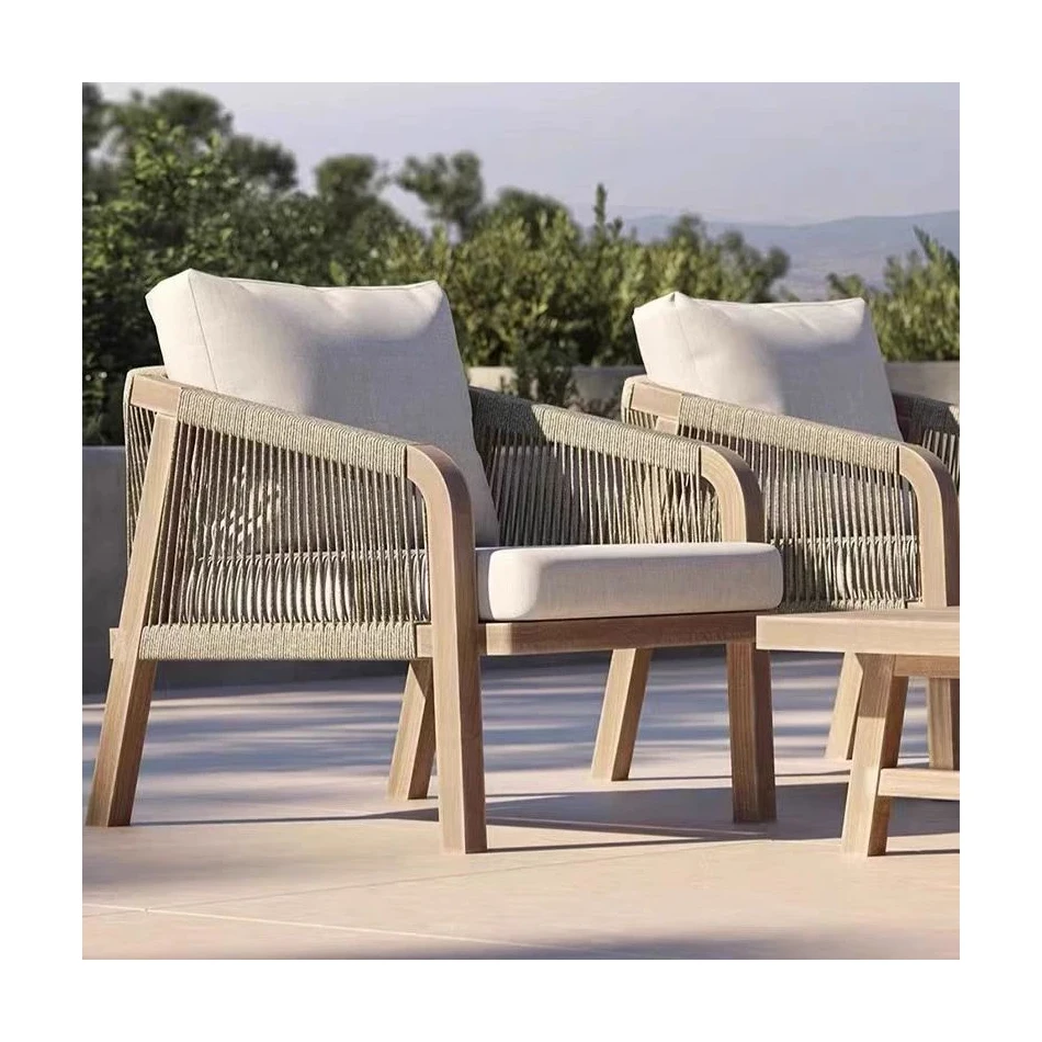 Modern wood and handcrafted wooden furniture sofa set balcony luxury minimalist 6 seats sofa