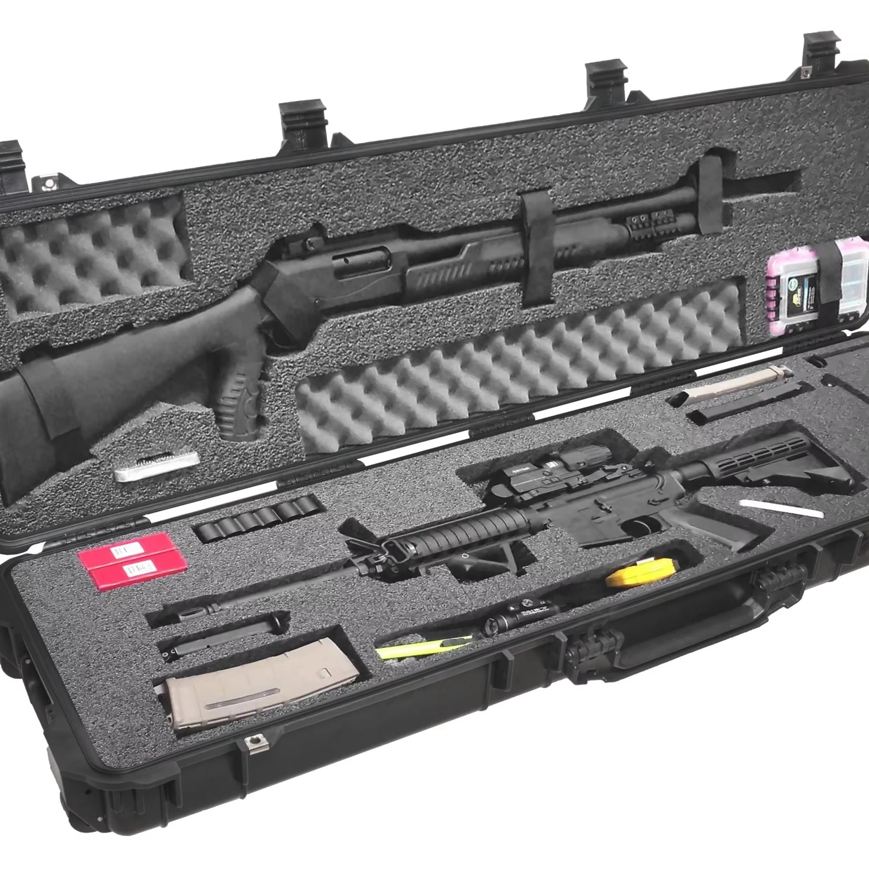 OEM Plastic Hard Case with Custom Foam Equipment Protective Shockproof Stable Carrying Cases Waterproof Tool Cases for Firearms