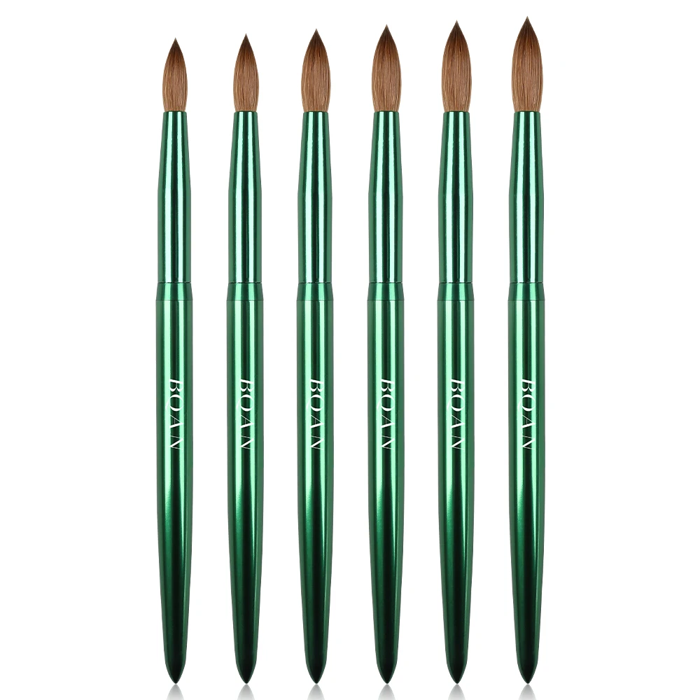 BQAN Custom Painting Metal Handle Acrylic Brush Set Round 100 Pure Kolinsky Acrylic Nail Brush Size 6 8 10 12 14 16
