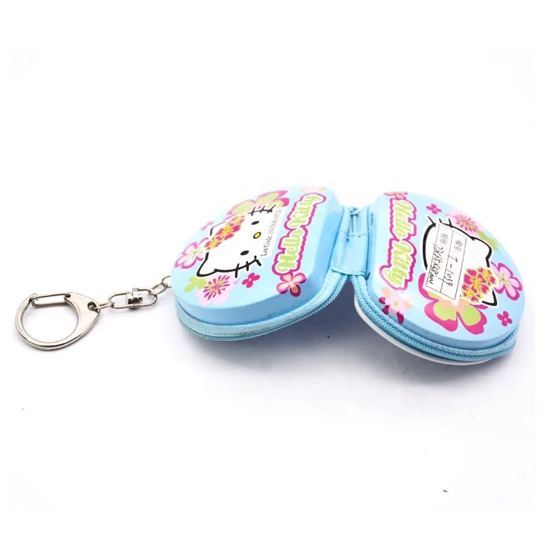 Keychain With Zipper Coin Bank Money Saving Tin Cans Water Color Flip Lid Condom Tin Box