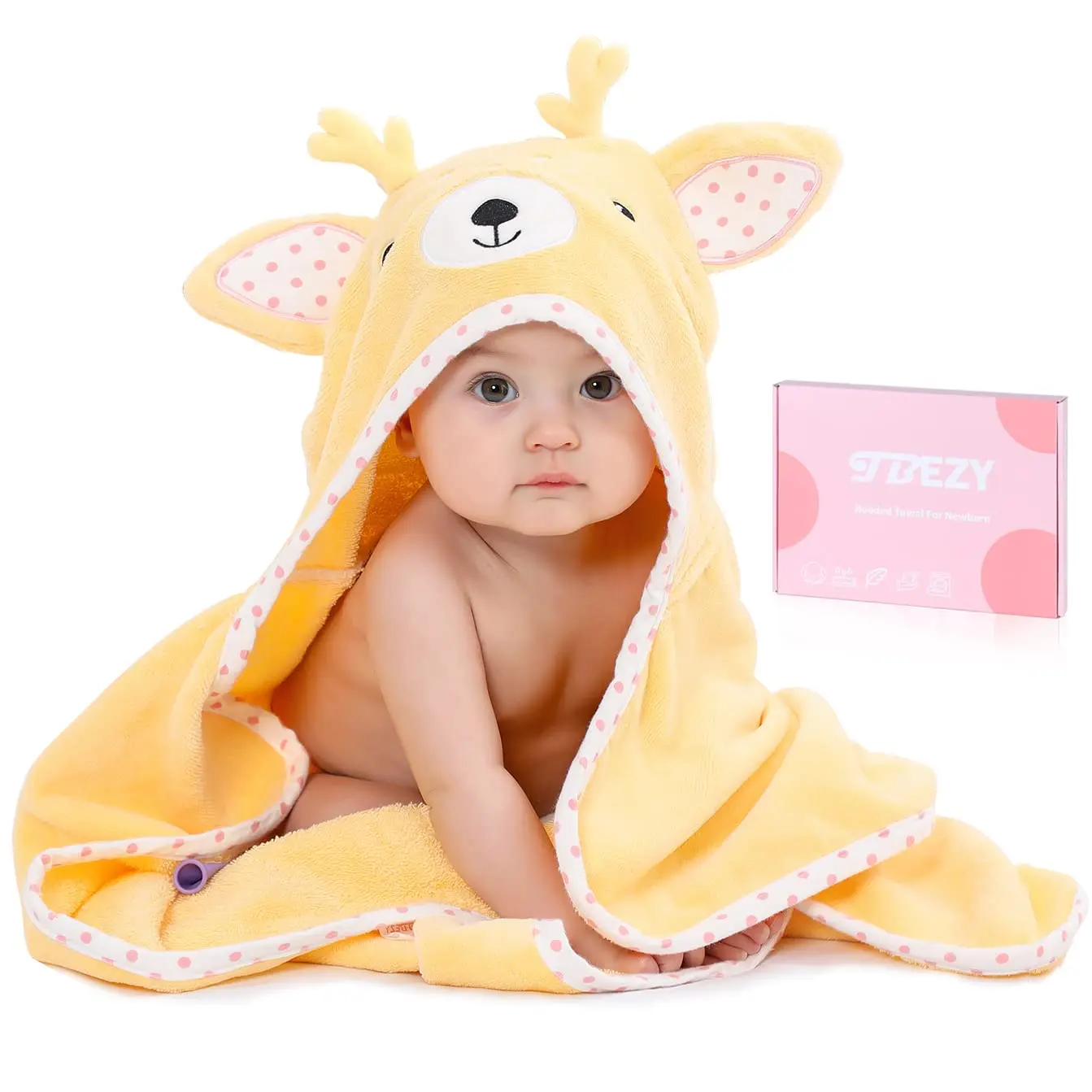 Baby Hooded Towel with Unique Animal Design Ultra Soft Thick Cotton Bath Towel for Newborn