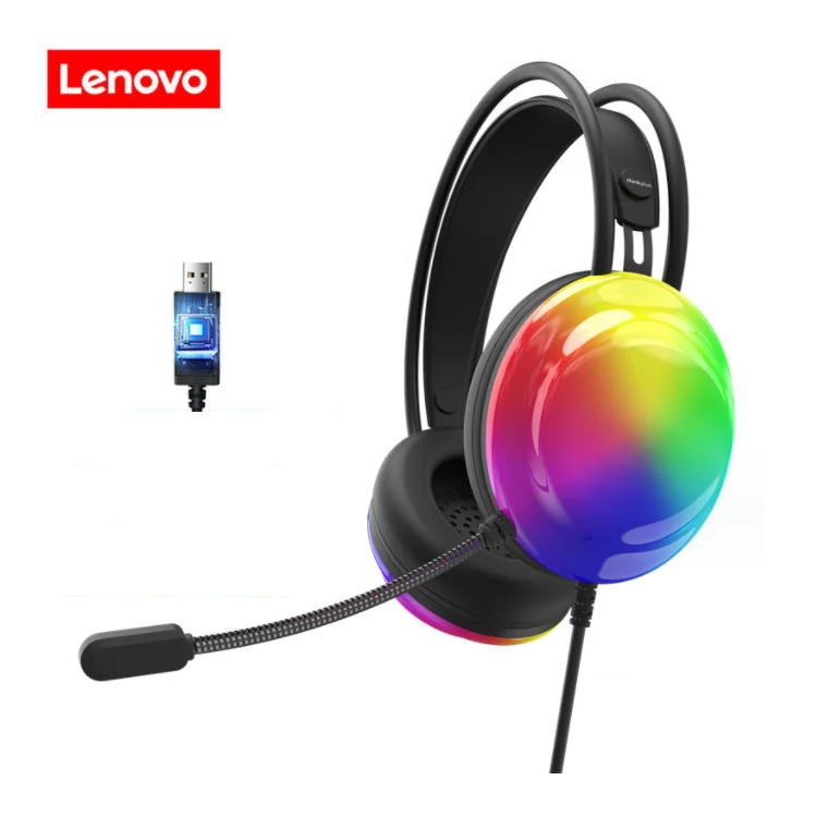 Lenovo thinkplus  Wired Gaming Headphones Over Ear Game Noise Canceling + Microphone 7.1 usb Stereo Gamer Headsets