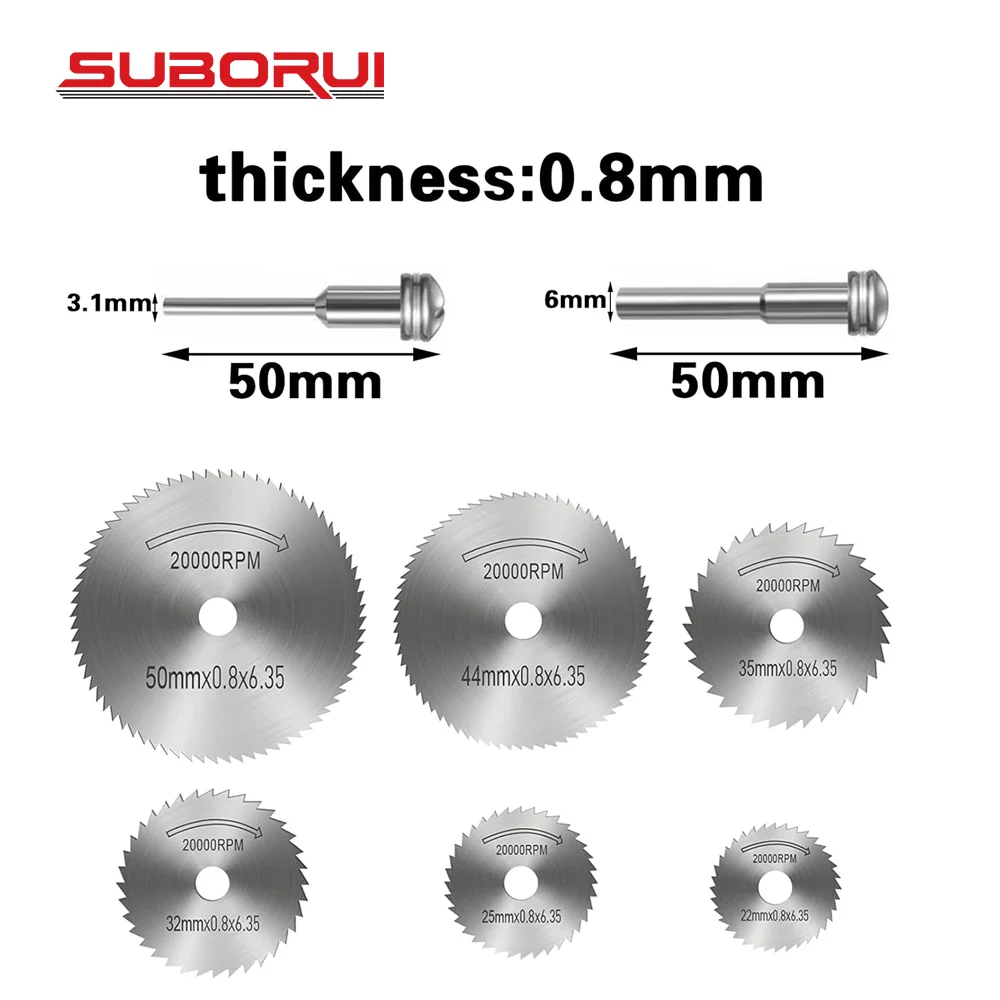 SUBORUI Multifunctional 8pcs HSS High Speed Steel Small Mini Circular Saw Blade Set for rotary tool