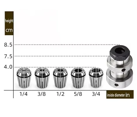 7PCS Woodworking Lathe wood spinning chuck 1/4 3/8 1/2 5/8 3/4 Spring Collet Chuck for CNC Engraving Machine Lathe Milling Tools