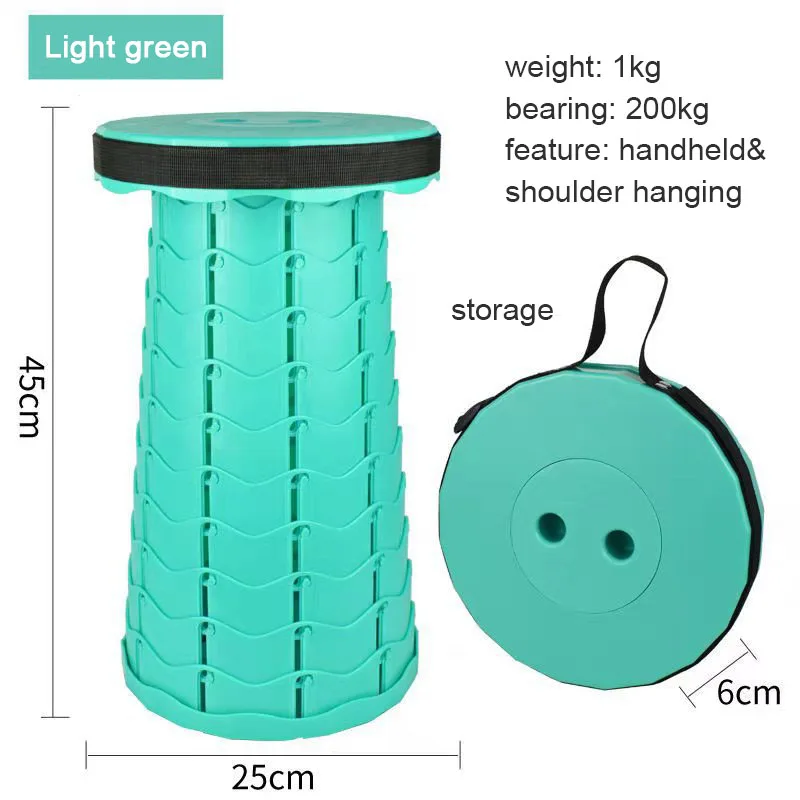Wholesale Retractable Fishing Seat Height Adjustable Collapsible Chair Telescoping Plastic Camping Folding Stool