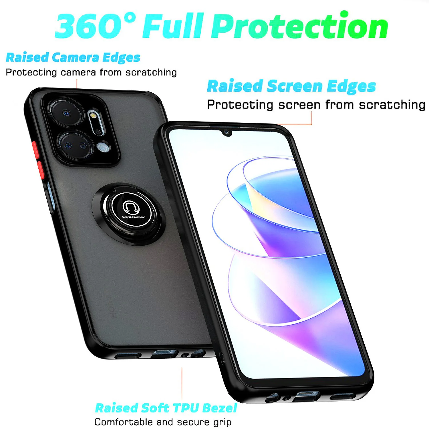 Fast Delivery In Stock Matte Ring Shockproof Bracket Phone Case For Honor 90 lite