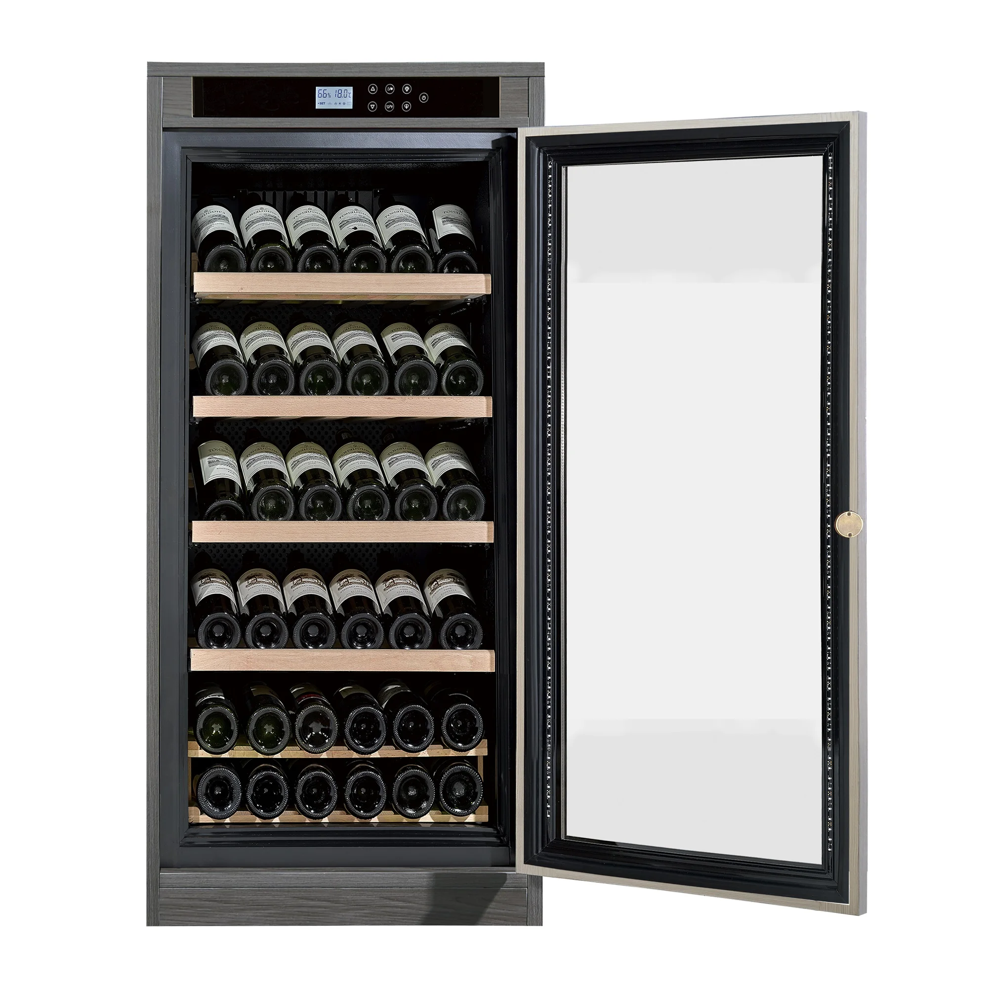 Top Fashion Compressor LED Light Temperature Display Wooden Refrigerator Wine Cooler Drink Jack Daniels