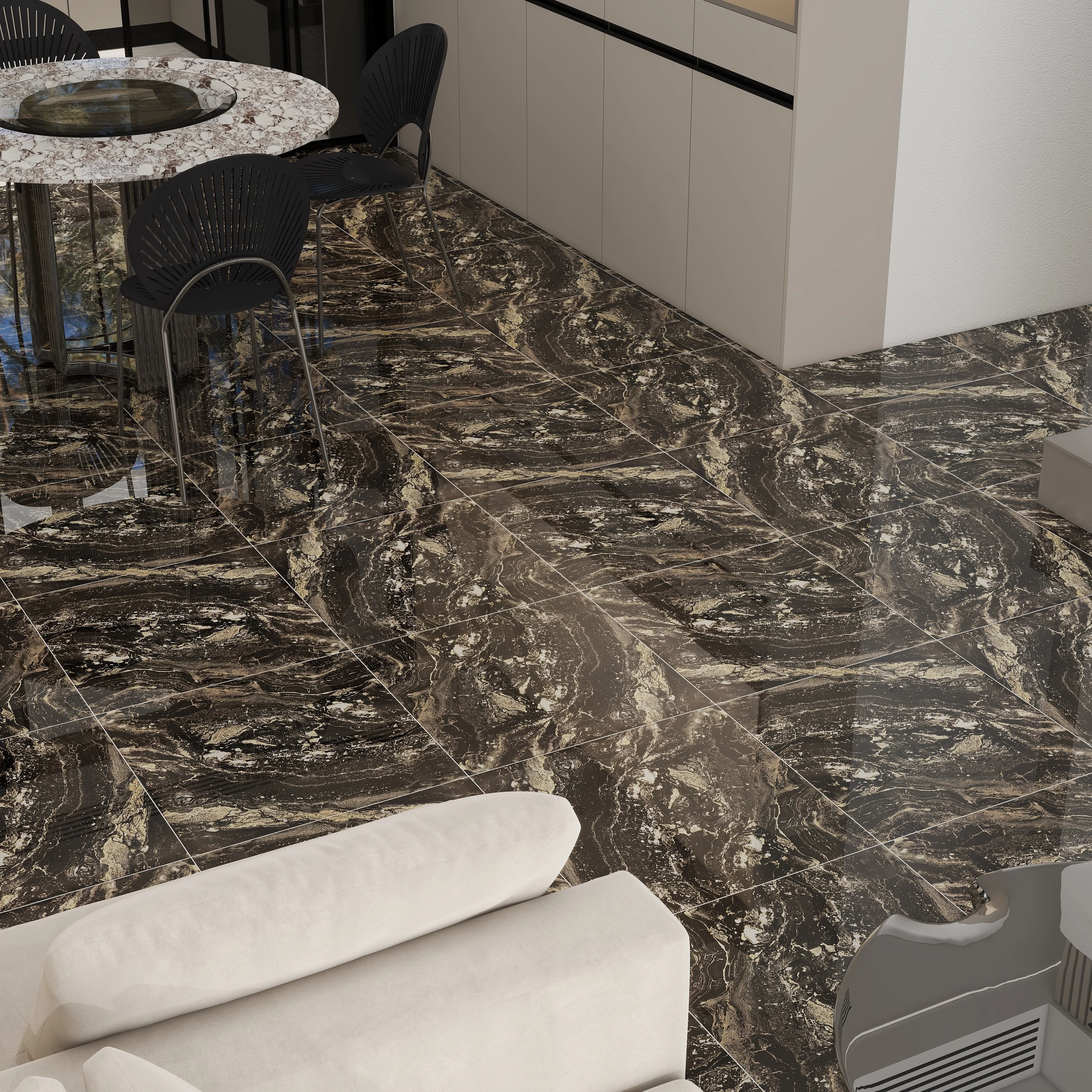 Foshan 60x60 супер польская коричневая Золотая мраморная керамическая Porcelanto напольная плитка от производителей