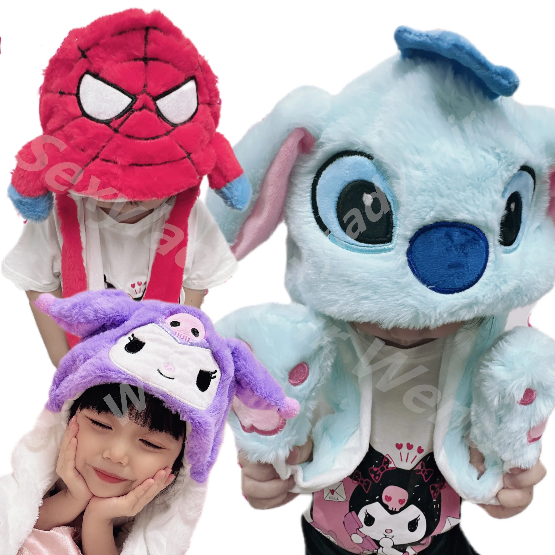 WD1 Cute Animal Plush Bunny Ear Hat Children Airbag Moving Ears for kids Cosplay Party Fancy Dress Winter Hats