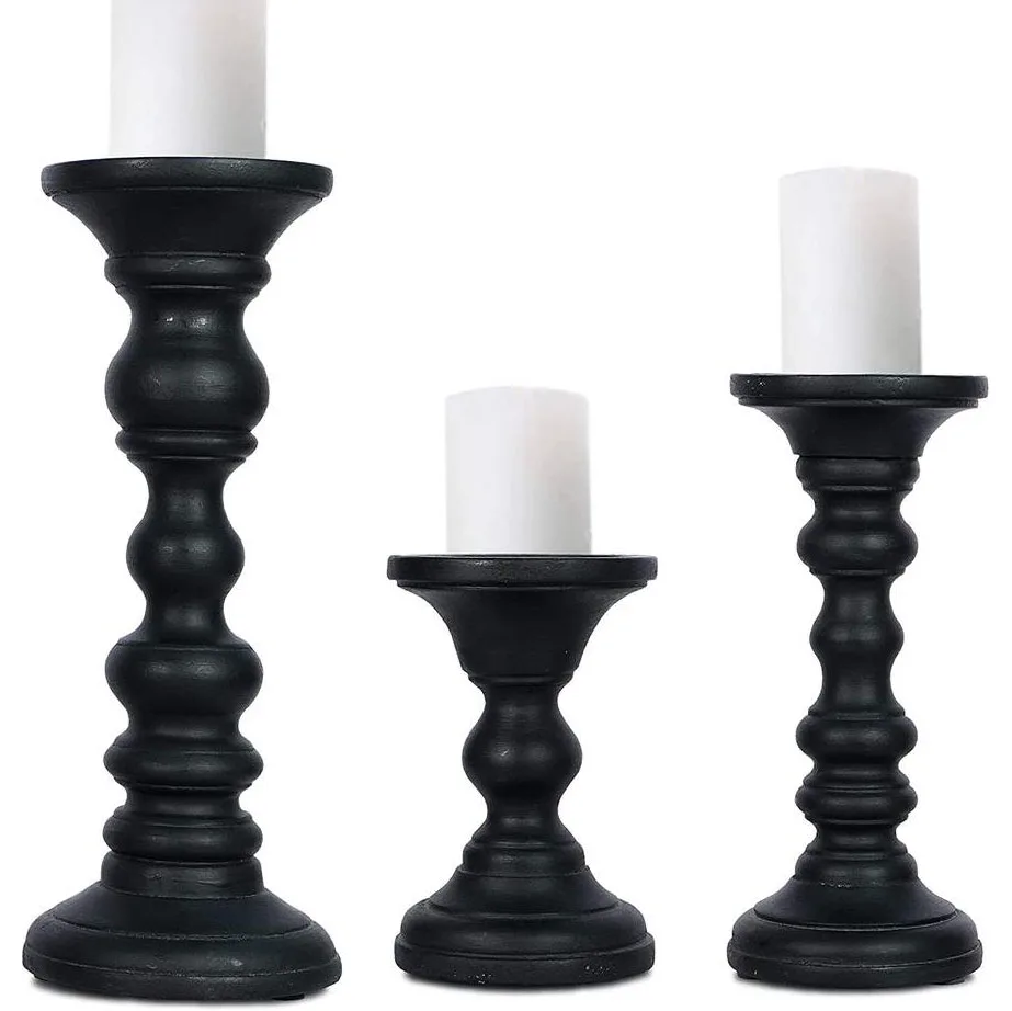 Antique Farmhouse Wood Candle Holder Distressed Carving Candle Holder Set Christmas Distressed Wood Candle Holders Europe Style