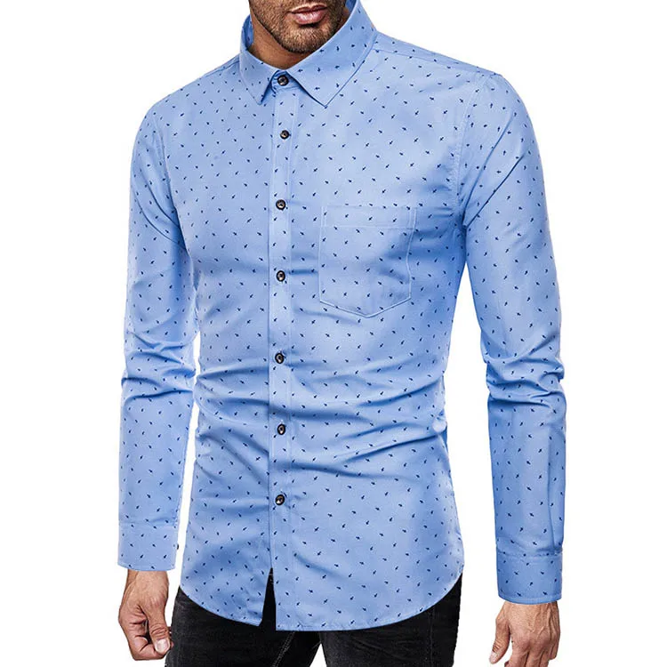 Italian Custom Print Dot Design Button Up Fashion Formal Office Oversized 5xl Full Sleeve Mens Business Social Shirts