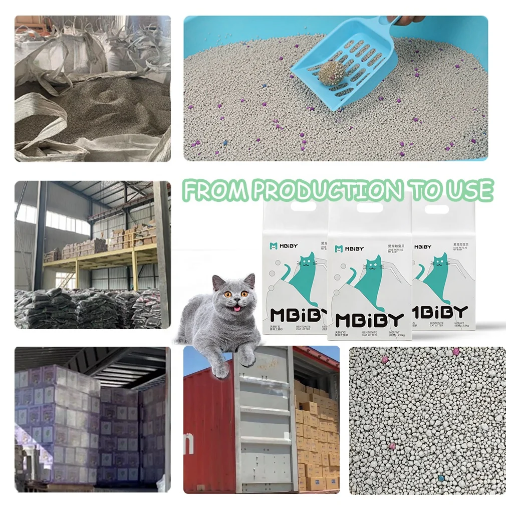 Ball Shaped Premium Organic Clay Cat Litter Dust Wholesale Bulk 8kg 20kg Gray Bentonite Clay Feature Silica Gel for Cats 15 Tons
