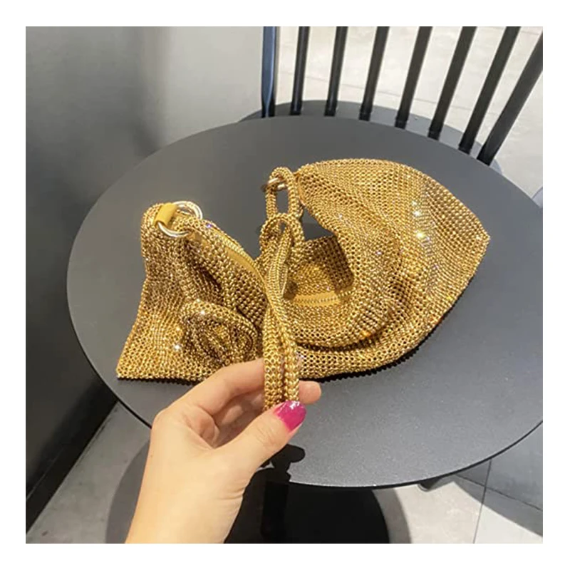 Handle Shining Crystal Rhinestones Evening Clutch Bag New Women Evening Wallet handbag Bling Diamond Club Rose Silver Shiny Tote