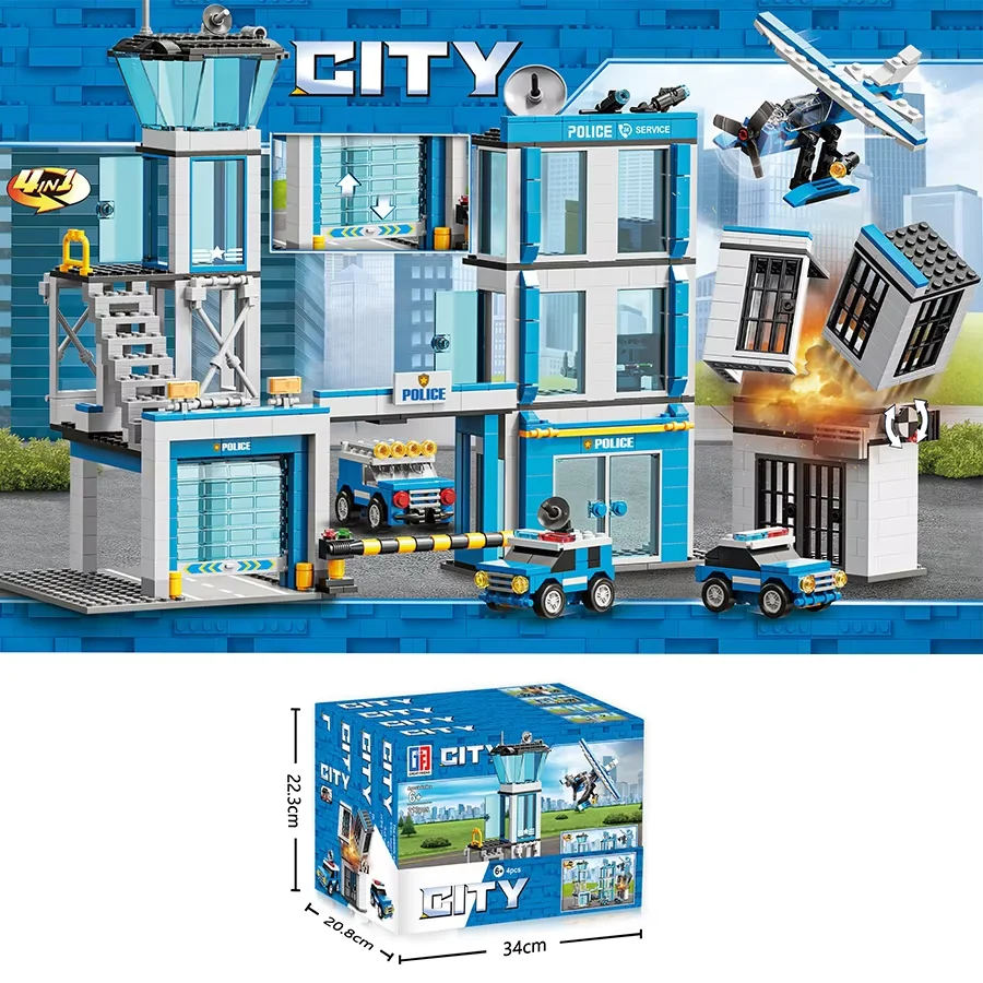 City police force police car ejection police machine series of small particle building blocks