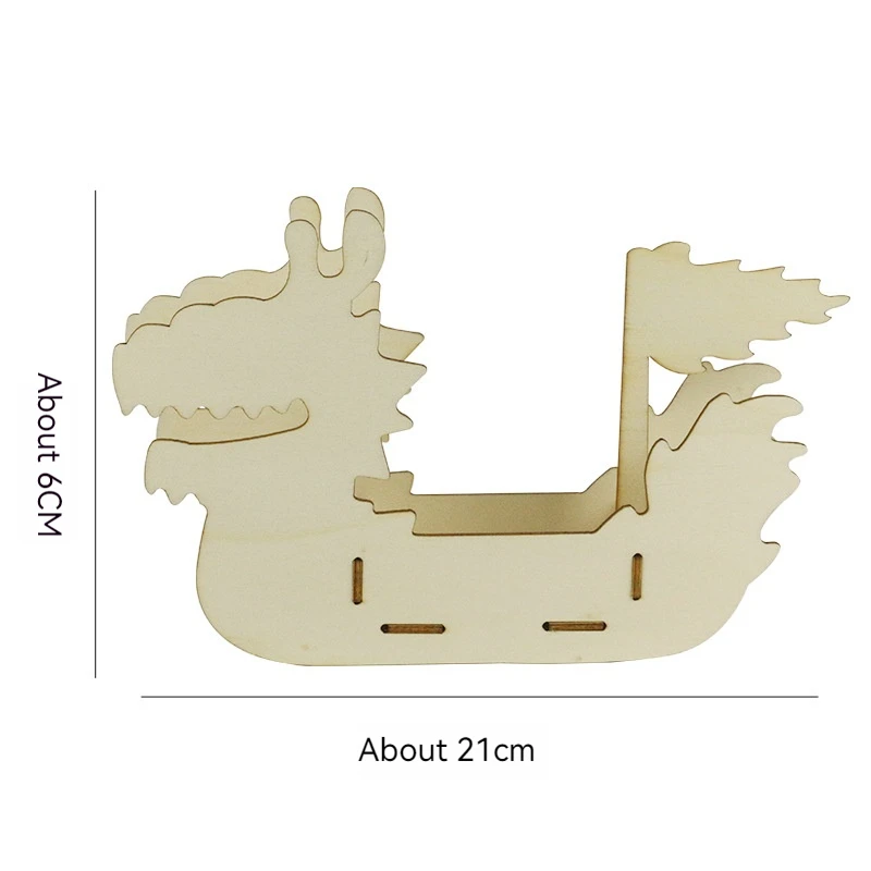 Wooden Dragon Boat Dragon Boat Coloring Toy for Children Dragon Boat Festival Creative Handmade Materials for Kindergarten DIY