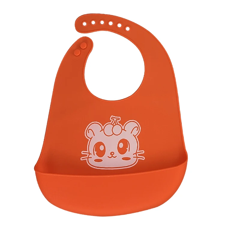 
Hot Selling Printed Adjustable Cute Cartoon Waterproof Silicone Baby Bibs 