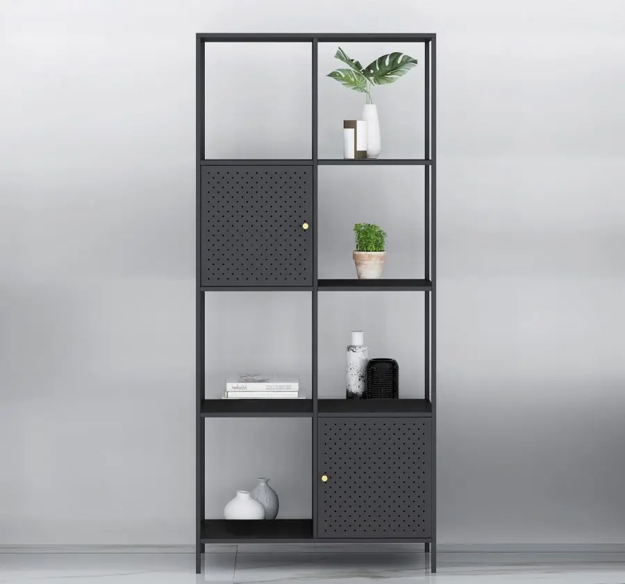 Best selling Double Side metal black display rack living room  display bookcase Wholesale Bookshelves with best price