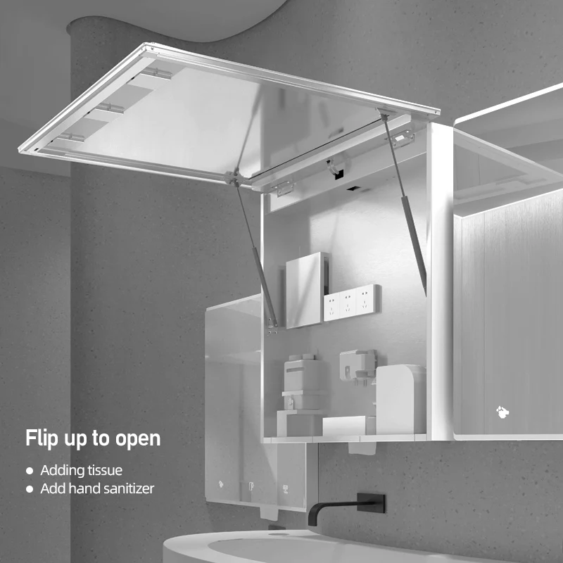 Commercial Illuminated Wall Mirror Vanity 2 Or 3 In 1 Tissue Box Hand Dryer Soap Dispenser Led Mirror Cabinet For Bathroom