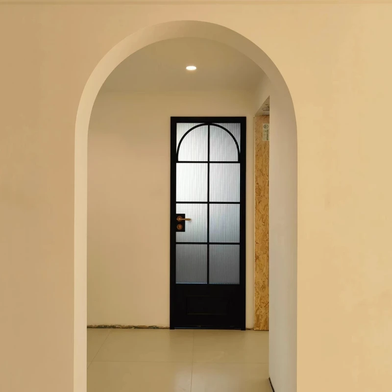 French Arches Glass Old Iron Door White Black Color Retro Design Interior Entry Interior Door