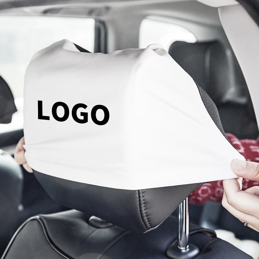 Custom Design Polyester Bus Diy Photo Print car seat headrest cover Sublimation Blank Car satin headrest cover