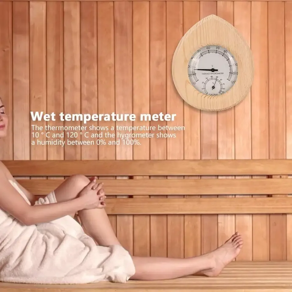 sauna thermometer  Sauna Wooden Thermometer and Hygrometer with Transom Windows Essential Sauna Accessories