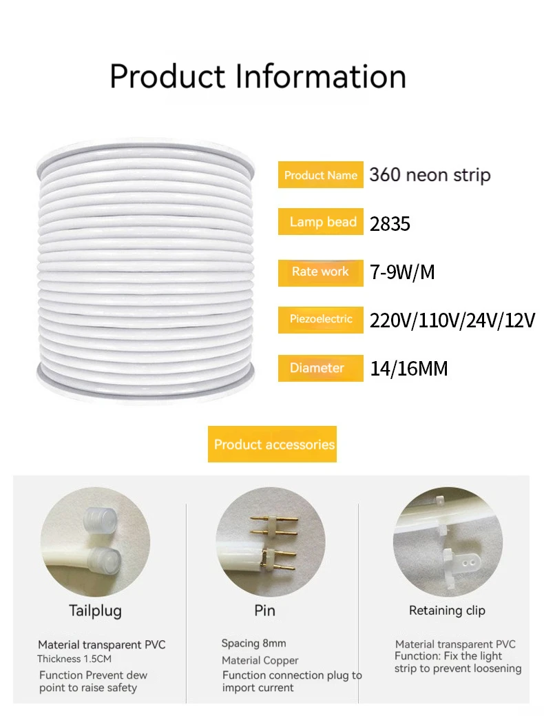 Hot selling ip65 waterproof 360 degrees neon light strip decorative light for indoor and outdoor