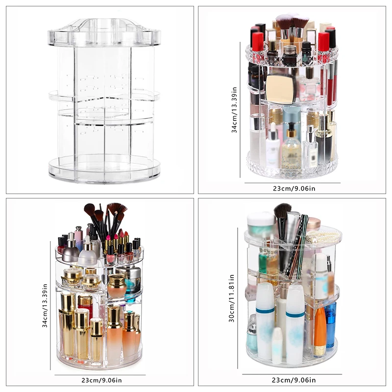 Dressing Table Storage Box 360 Degree Rotation Skincare Product Rack Fashion Acrylic Makeup Organizer for Cosmetic Lipstick Case