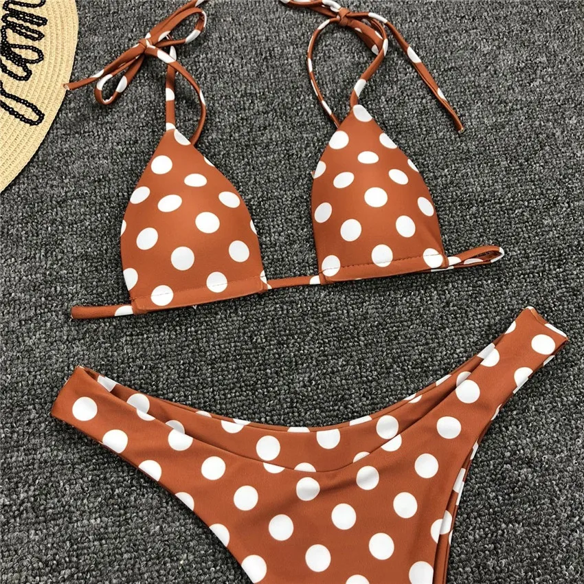 Hot Sale Strap Bikini Strappy Swimwear Polka Dot Swimsuit Low Cut Trikini Micro Trikini g String Top Bikini