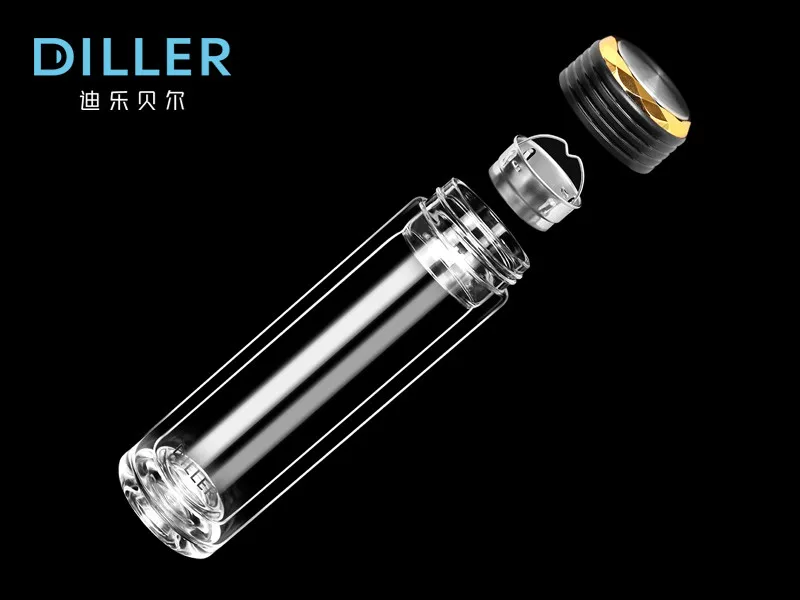 Drinking Bottle Wholesale Double Wall Borosilicate Glass Water Bottle  with Tea Infuser