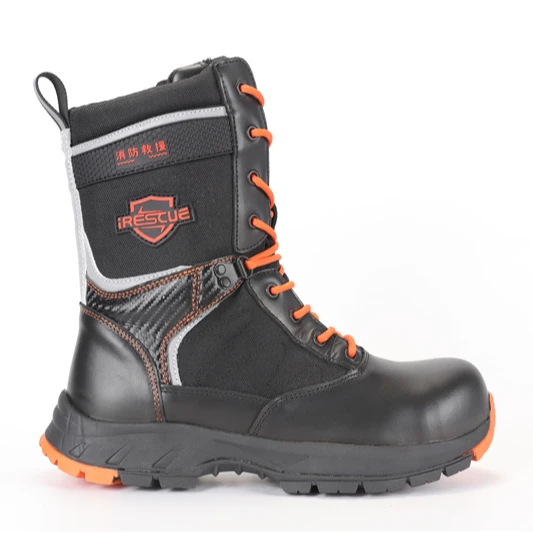 China Manufacturer Fire Resistant Anti Puncture firefighter leather fire rescue boots and Safety Boots