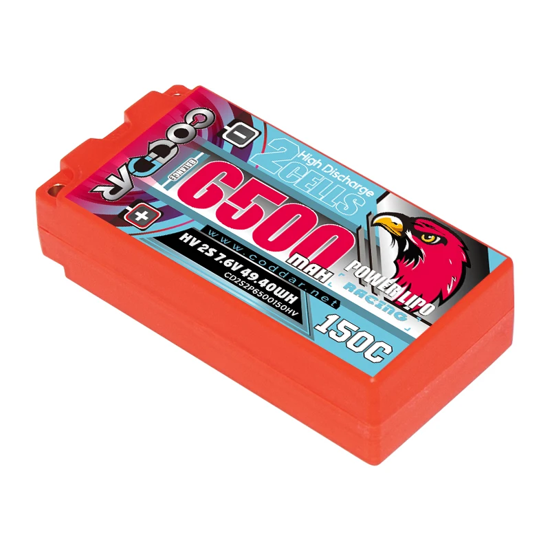 CODDAR 2S 6500MAH HV 7 6 V 150C 5mm Bullet Hard Case Short Pack RC LiPo Battery для 1/10 1/12 Car Boat